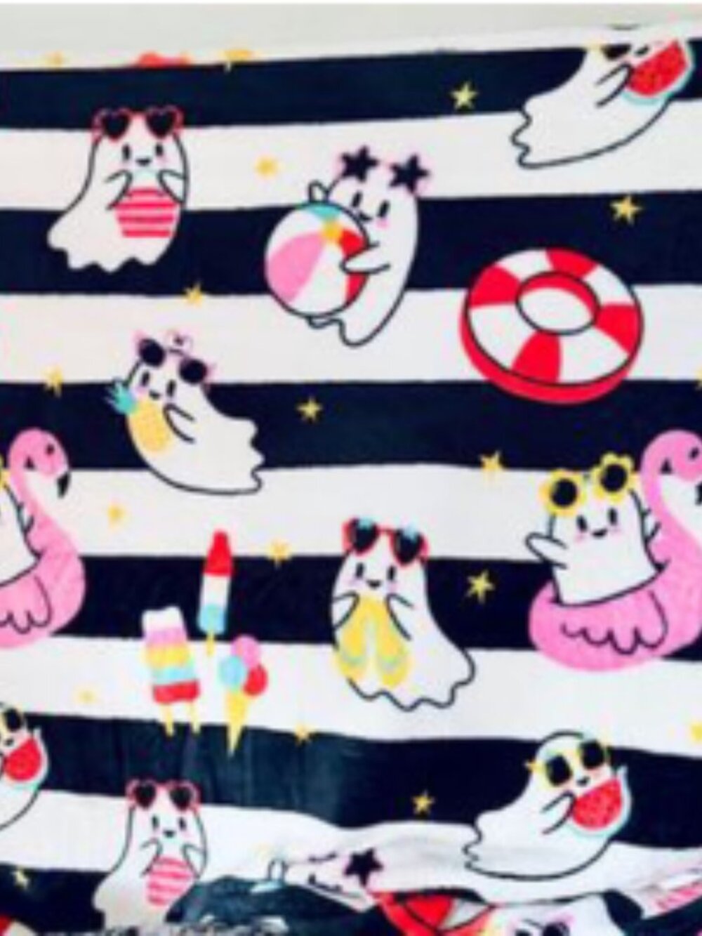 Viral Summerween Nautical Beach Ghost Plush Throw Blanket 50x60